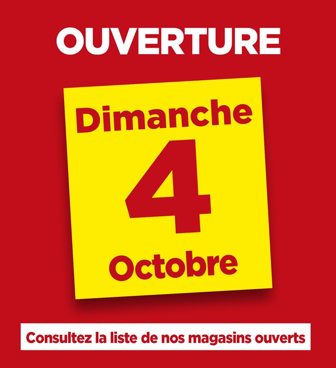 Ouverture exceptionnelle dimanche 04 octobre
